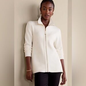 Soft Surroundings White Gold Women’s M Ultra Soft Full Zip Lounge Yoga